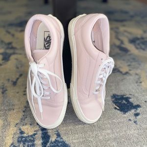 Pastel Pink Leather Vans